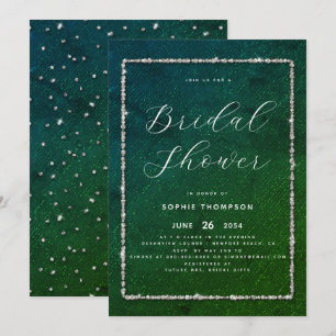 Modern Chic Sparkle Glitter Emerald Bridal Shower Invitation