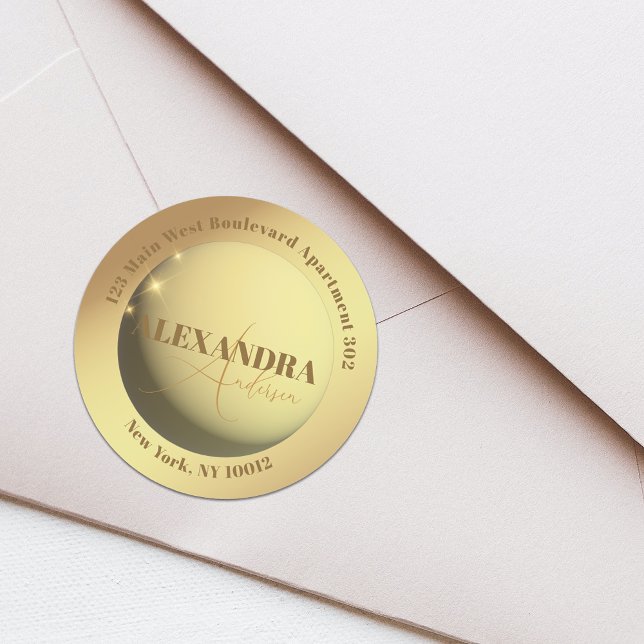 Modern Chic Sparkly Faux Gold Return Address Label (Creator Uploaded)