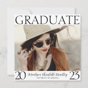 Modern Chic Square 4 Photo Graduation Announcement
