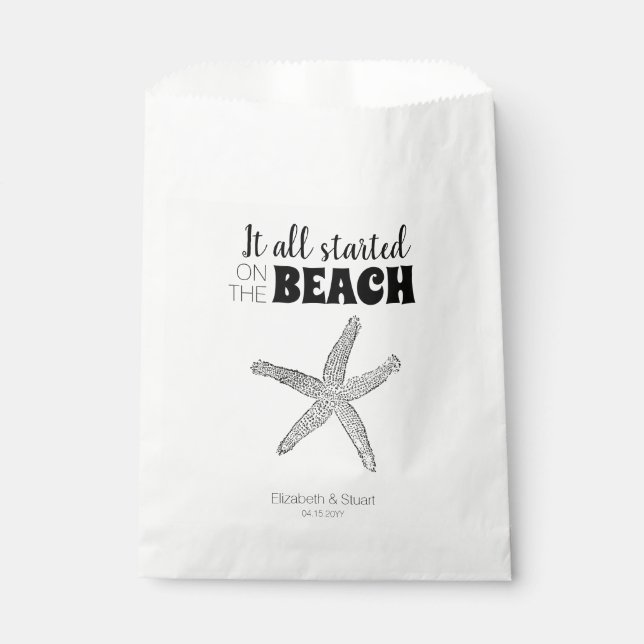 Modern Chic Starfish Beach Wedding Treat Favour Ba Favour Bag (Front)