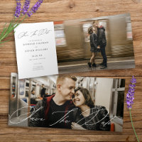 Modern Chic Statement Two Photo Save The Date Card
