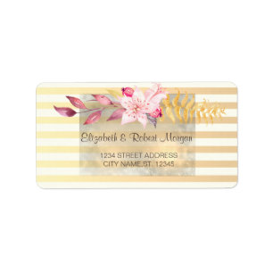 Modern Chic Striped Flowers  Wedding Label