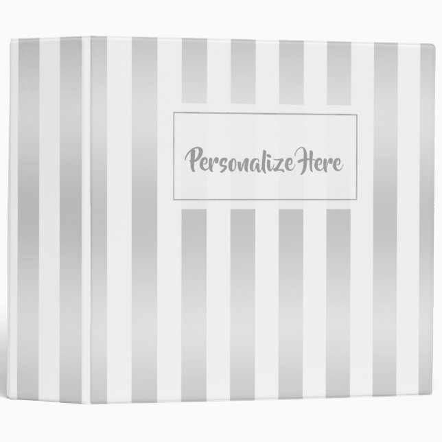 Modern Chic Stripes Grey Satin Chic Decorative Binder (Front/Spine)