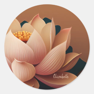 Modern Chic Stylish Lotus Classic Round Sticker