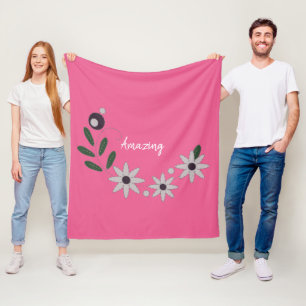 Modern Chic Summer Floral Fleece Blanket