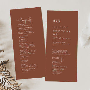 Modern Chic Terracotta Rust Flat Wedding Program