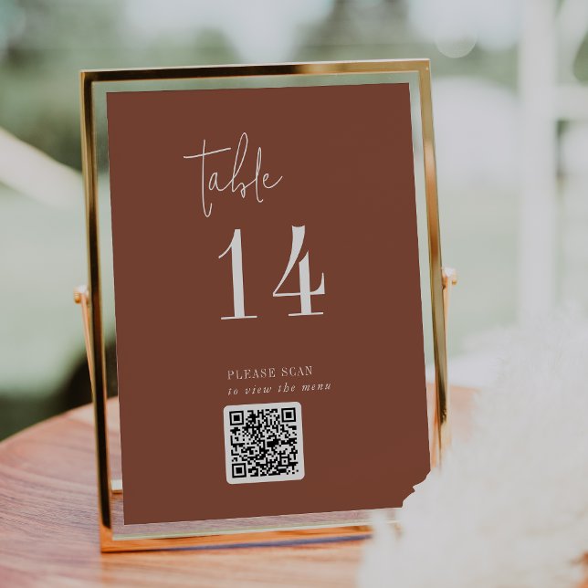 Modern Chic Terracotta Rust QR Code Table Number (Creator Uploaded)