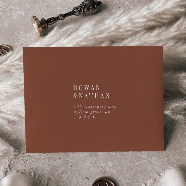 Modern Chic Terracotta Rust Self-Addressed RSVP Envelope (Creator Uploaded)