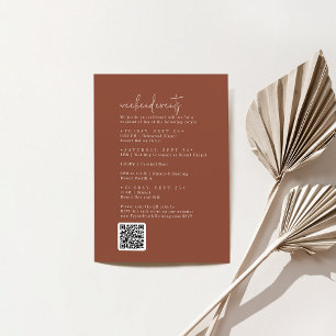 Modern Chic Terracotta Rust Wedding Weekend Events Enclosure Card