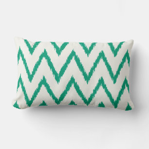 Modern chic textured green ikat chevron pattern lumbar pillow