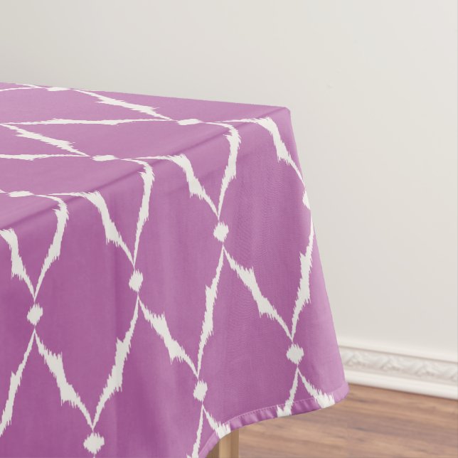 Modern chic textured purple ikat chevron pattern tablecloth (In Situ)