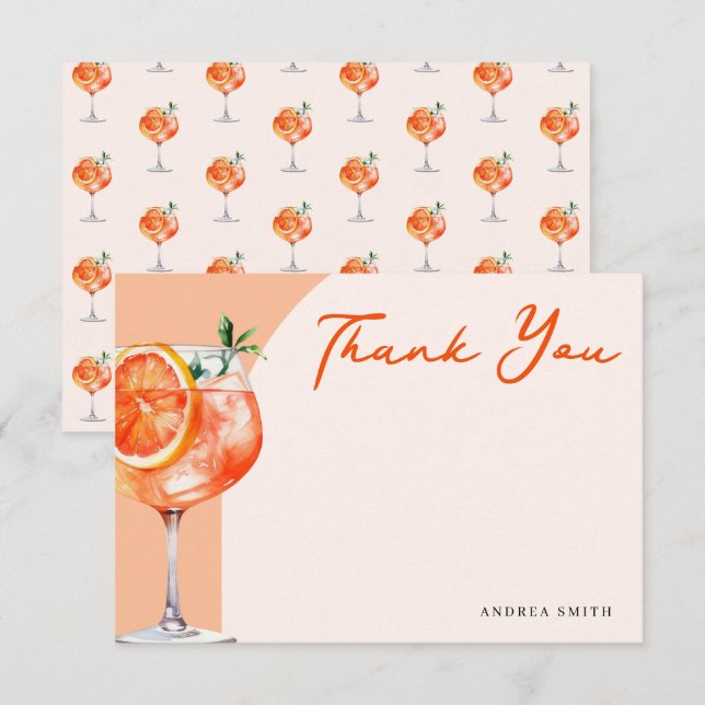 Modern Chic Thank You Aperol Spritz Thank You Card (Front/Back)
