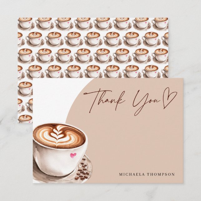 Modern Chic Thank You Coffee Bridal Shower Card (Front/Back)