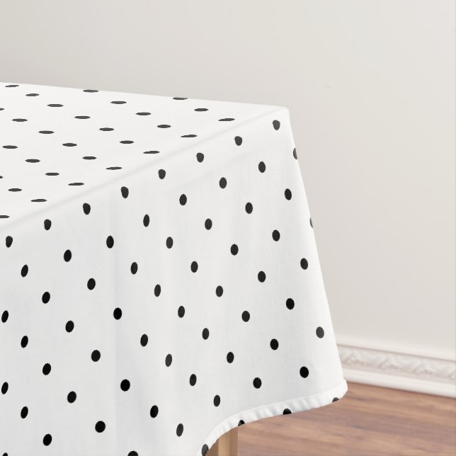Modern Chic Trendy Black White Polka Dots Pattern Tablecloth (In Situ)