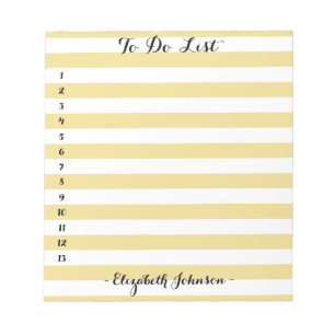 Modern Chic Trendy Elegant Gold Striped To Do List Notepad