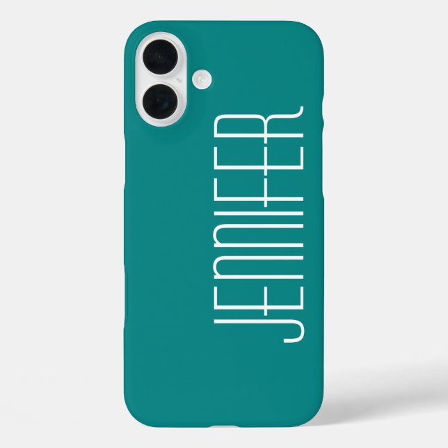 Modern Chic Turquoise Personalized Jumbo Name Case-Mate iPhone Case (Back)