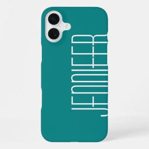 Modern Chic Turquoise Personalized Jumbo Name iPhone 16 Plus Case