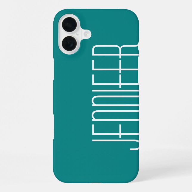 Modern Chic Turquoise Personalized Jumbo Name iPhone Case (Back)