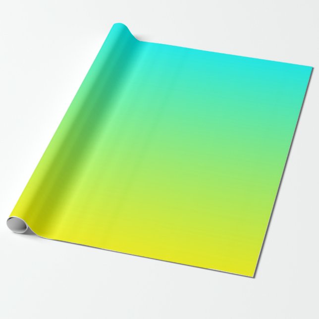 modern chic turquoise yellow green ombre wrapping paper (Unrolled)