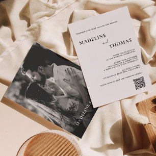 Modern Chic Typography Black White Photo Wedding Invitation