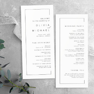Modern chic typography minimalist wedding program