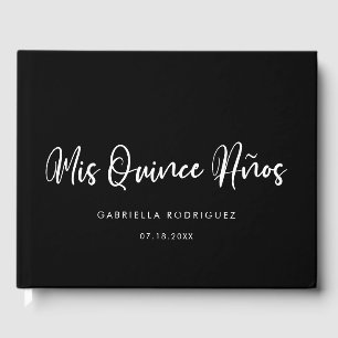 Modern chic typography Mis quince años Guest Book