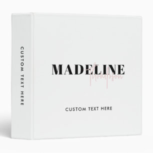 Modern Chic Typography Script Light Pink Feminine Binder