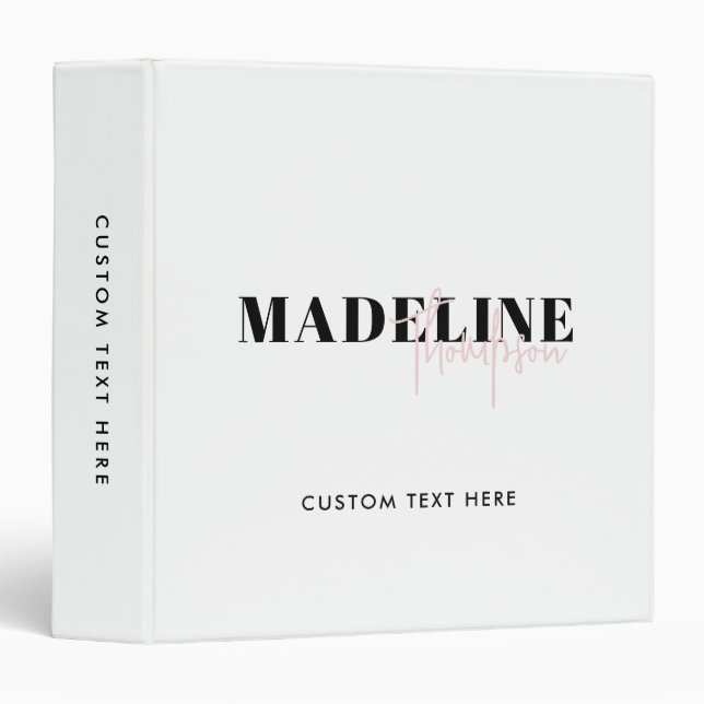Modern Chic Typography Script Light Pink Feminine Binder (Front/Spine)
