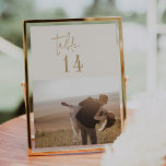 Modern Chic Vintage Gold 5x7" Photo Table Numbers<br><div class="desc">These modern chic vintage gold 5x7" photo table numbers are perfect for a simple wedding. The neutral boho design features rustic unique and stylish bohemian typography in a minimal gold and ivory cream colour. The card prints on the front and back (double-sided). Personalize each card with a different engagement or...</div>
