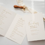 Modern Chic Vintage Gold Folded Wedding Program<br><div class="desc">This modern chic vintage gold folded wedding program is perfect for a simple wedding. The neutral boho design features rustic unique and stylish bohemian typography in a minimal gold and ivory cream colour.</div>