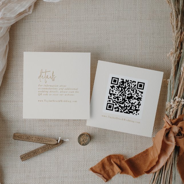 Modern Chic Vintage Gold QR Code Details Enclosure Card (Creator Uploaded)