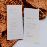 Modern Chic Vintage Gold Thank You and Wedding Menu<br><div class="desc">This modern chic vintage gold thank you and wedding menu is perfect for a simple wedding. The neutral boho design features rustic unique and stylish bohemian typography in a minimal gold and ivory cream colour. Personalize the table card with your menu on the front and a thank you message for...</div>