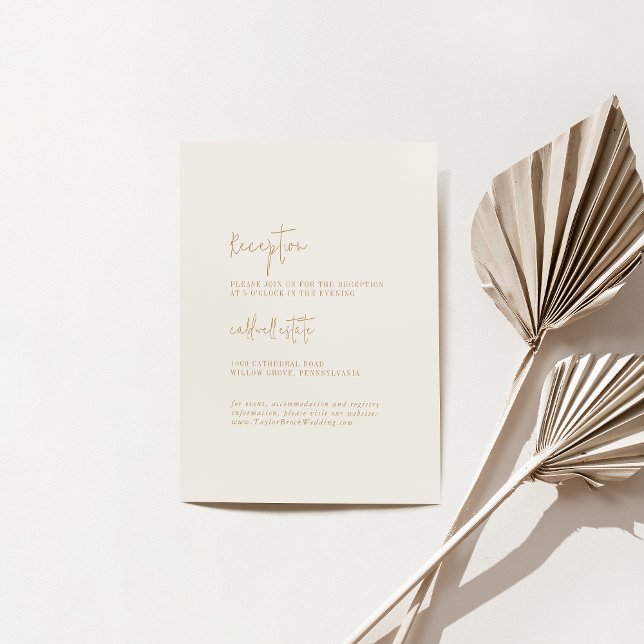 Modern Chic Vintage Gold Wedding Reception Enclosure Card (Creator Uploaded)
