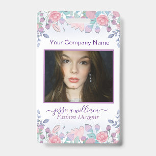 Modern Chic Watercolor Blue Hydrangeas Floral Badge