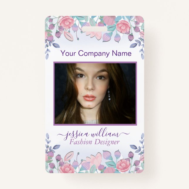 Modern Chic Watercolor Blue Hydrangeas Floral   Badge (Front)