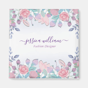 Modern Chic Watercolor Blue Hydrangeas Floral  Magnet