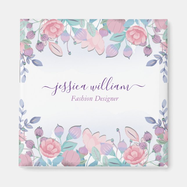 Modern Chic Watercolor Blue Hydrangeas Floral  Magnet (Front)