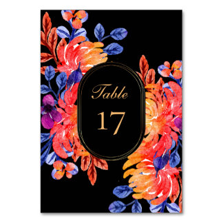Modern Chic Watercolor Bouquet Floral Wedding Table Number