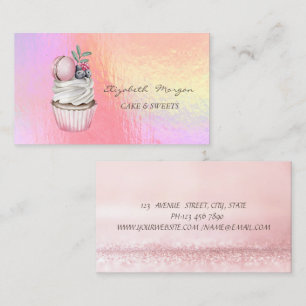 Modern Chic Watercolor Macaron Holographic Business Card