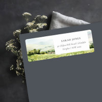 Modern Chic Watercolor Vineyard Landscape Address