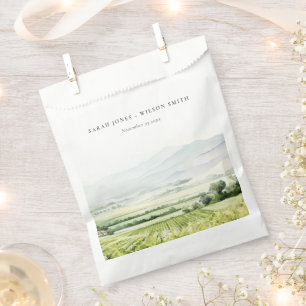 Modern Chic Watercolor Vineyard Landscape Wedding Favour Bag