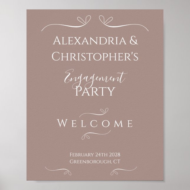 Modern Chic Wedding Engagement Party Welcome Poster (Front)