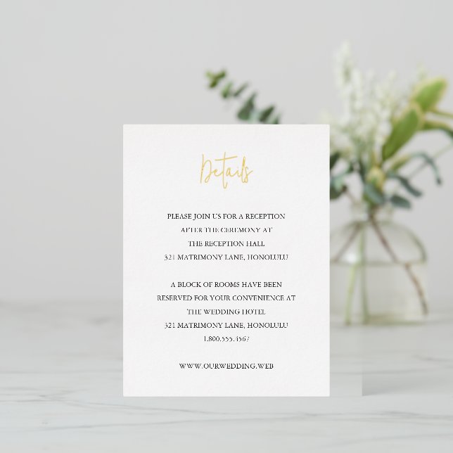 Modern Chic Wedding Foil Enclosure Card (Standing Front)