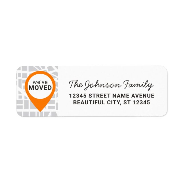 Modern Chic We've Moved Map Pin New Address Moving (Front)