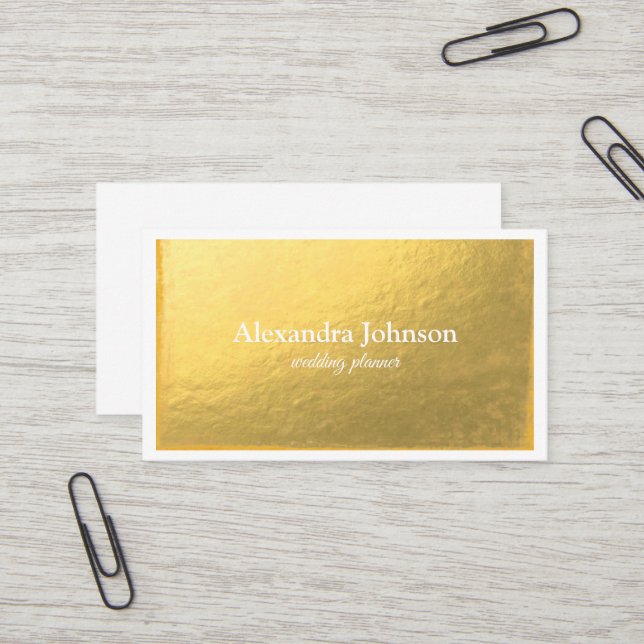 Modern Chic white and Gold Foil Luxury  Business Card (Front/Back In Situ)