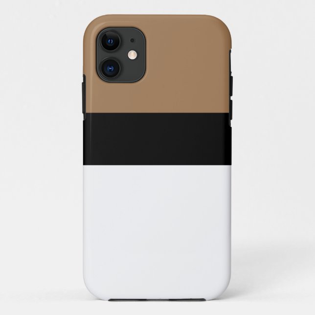 Modern Chic White Black Mocha Brown Colour Block Case-Mate iPhone Case (Back)