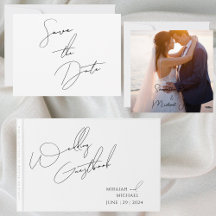 Modern Chic White & Black Scripts Wedding 