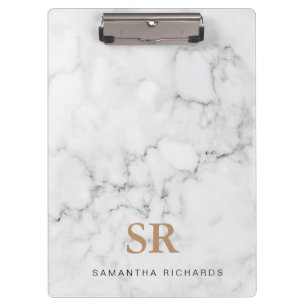 Modern chic white marble clipboard