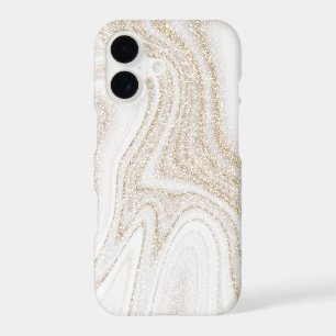 Modern chic white marble gold glitter