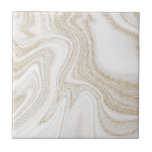 Modern chic white marble gold glitter tile<br><div class="desc">Modern chic white marble gold glitter luxurious ceramic tile</div>